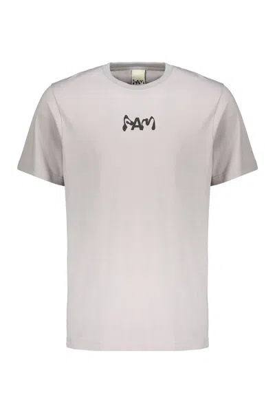 Perks And Mini Eye-print Logo Cotton T-shirt In Gray