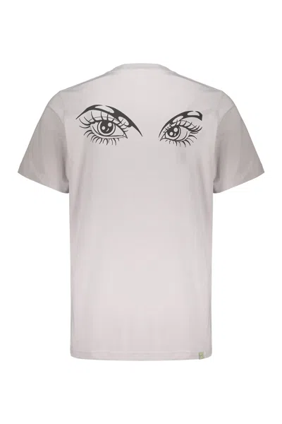Perks And Mini Eye-print Logo Cotton T-shirt In Gray