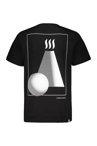 Perks And Mini Printed Cotton T-shirt In Black