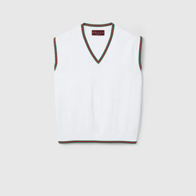 Gucci Stretch Viscose Vest Top With Web In White