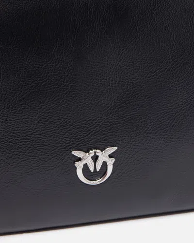 Pinko Square Wrist Clutch Bag With Uccellini Logo In Shiny Leather