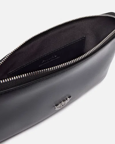 Pinko Square Wrist Clutch Bag With Uccellini Logo In Shiny Leather