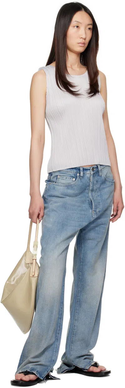 Issey Miyake Gray March Basics Tank Top In White