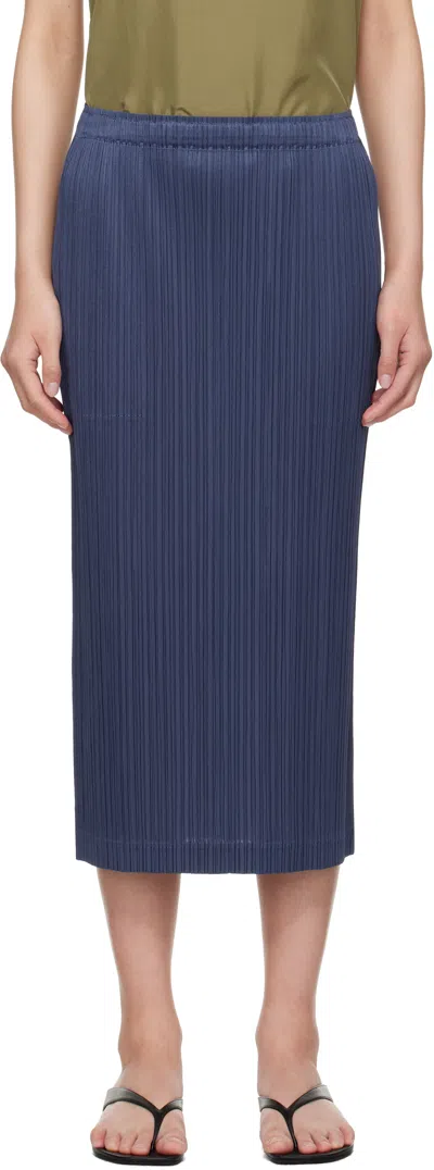 Issey Miyake Navy May Loop Bottoms Midi Skirt In Blue