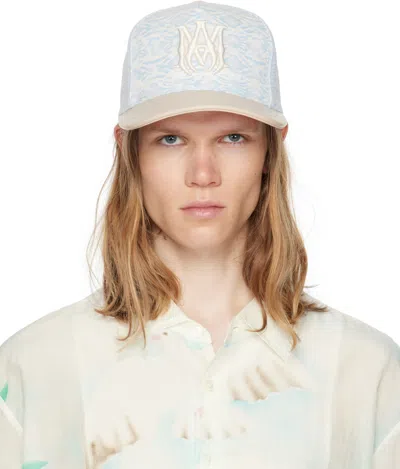 Amiri Blue & Beige Ma Leather Brim Denim Cap