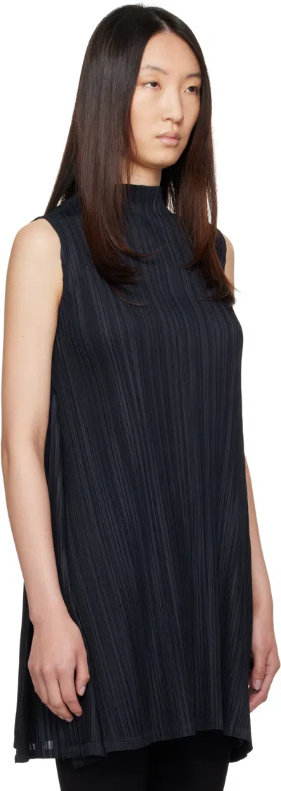 Issey Miyake Navy Mid-april Mellow Pleats Tunic In Animal Print
