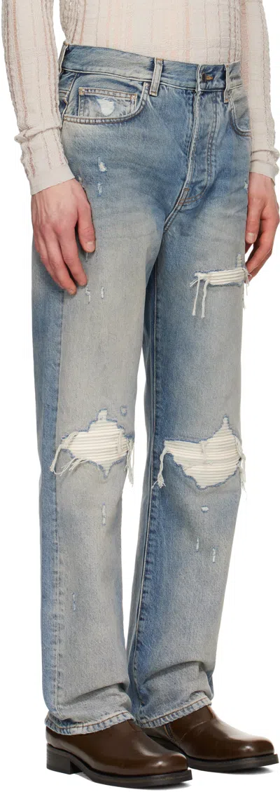 Amiri Blue Suede Straight Mx1 Jeans In Blue