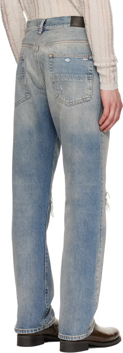 Amiri Blue Suede Straight Mx1 Jeans In Blue