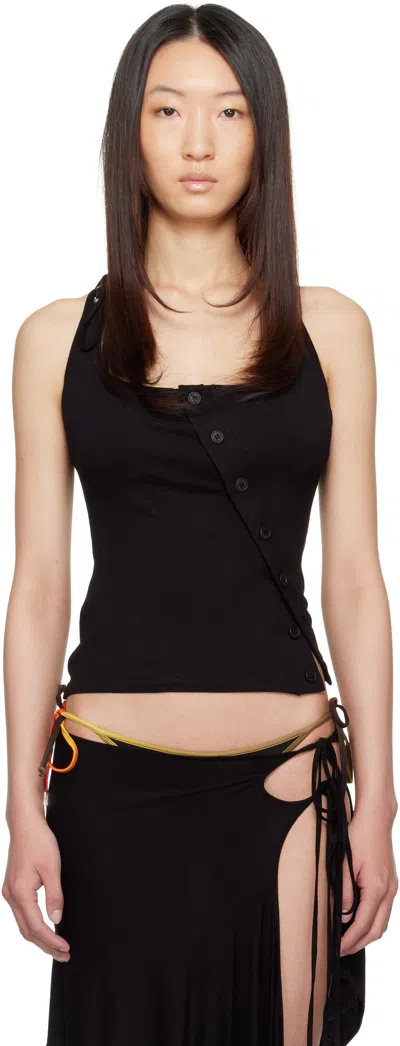 Attico Button-detail Asymmetrical Top In Black