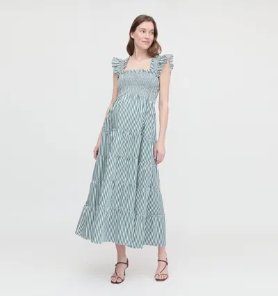 Hill House Home The Maternity Ellie Maxi Nap Dress Green Stripe In Blue
