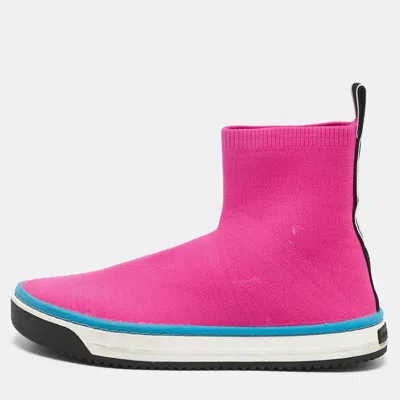 Pre-owned Marc Jacobs Neon Pink Knit Fabric Dart Sock Sneakers Size 40