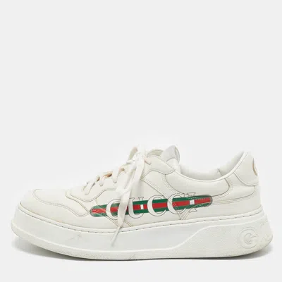 Pre-owned Gucci White Leather Chunky B Lace Up Sneakers Size 43.5