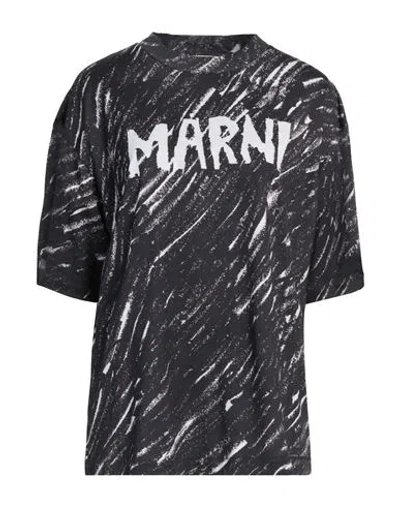 Marni Scribble Logo Jersey T-shirt In Black