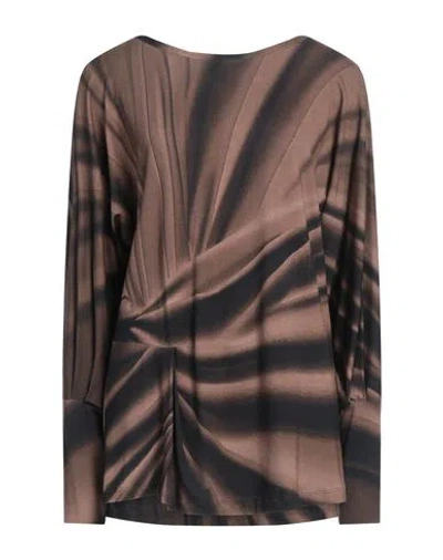 Alberta Ferretti Bishop-sleeves Abstract-print Top In Brown