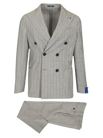 Guarinucci Double-breasted Pinstriped Suit Dresses Grey In Gray