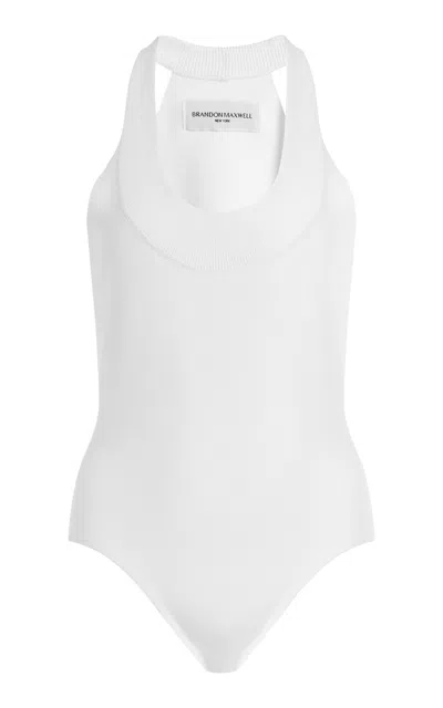 Brandon Maxwell The Dahlia Rib-trimmed Knit Bodysuit In White