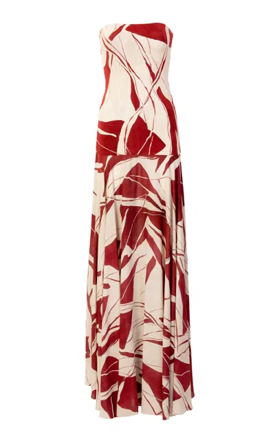 Silvia Tcherassi Muriel Strapless Maxi Dress In Red
