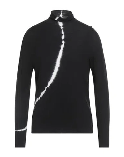 Isabel Benenato Man Turtleneck Black Size M Virgin Wool In Animal Print