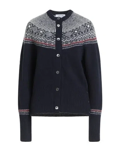 Thom Browne Woman Cardigan Midnight Blue Size 6 Virgin Wool, Mohair Wool, Polyamide, Wool In Multi