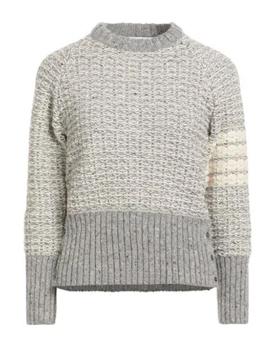 Thom Browne Woman Sweater Light Grey Size 10 Wool, Mohair Wool In Gray