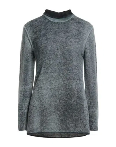 Alpha Studio Woman Turtleneck Charcoal Size 10 Baby Alpaca Wool, Recycled Polyamide, Polyamide In Gray