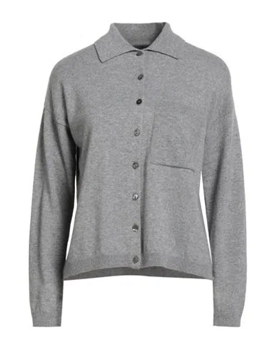 Alpha Studio Woman Cardigan Grey Size 10 Wool, Viscose, Polyamide, Cashmere In Gray
