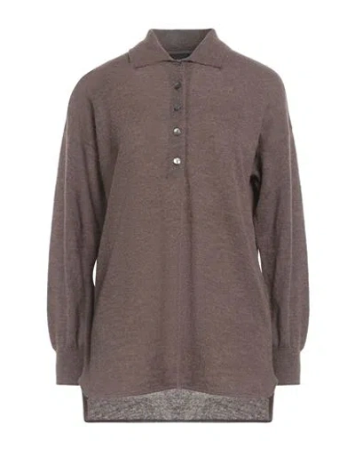 Alpha Studio Woman Sweater Khaki Size 6 Baby Alpaca Wool, Recycled Polyamide, Polyamide In Brown