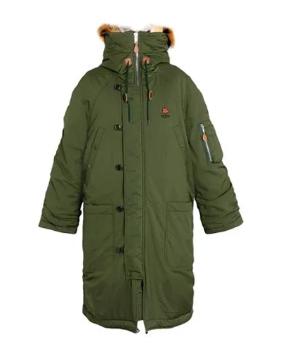 Kenzo Man Coat Military Green Size Xl Polyester, Polyamide, Modacrylic, Acrylic In Green