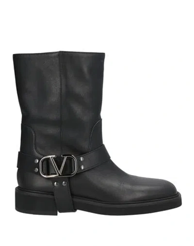 Valentino Garavani 40mm Rockstud Leather Biker Boots In Black