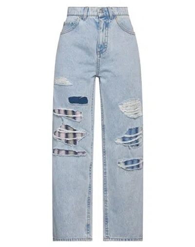 Marni Woman Jeans Blue Size 6 Cotton, Mohair Wool, Polyamide, Wool, Cow Leather