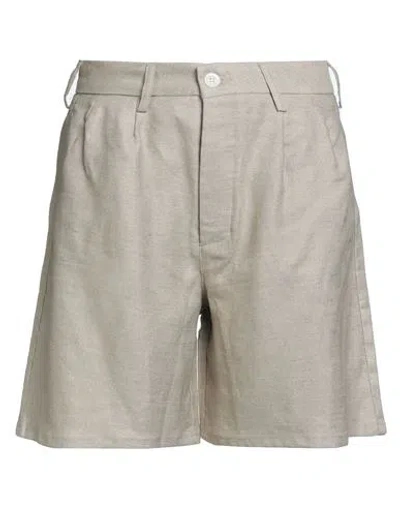 Baserange Woman Shorts & Bermuda Shorts Beige Size L Linen In Gray