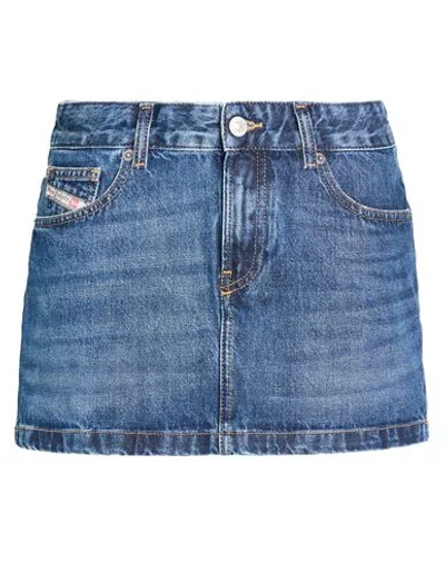 Diesel Logo Detailed Denim Mini Skirt In Light Blue