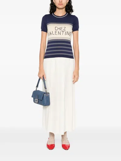 Valentino Maglione In Cotone Blu Navy  Donna In Blue