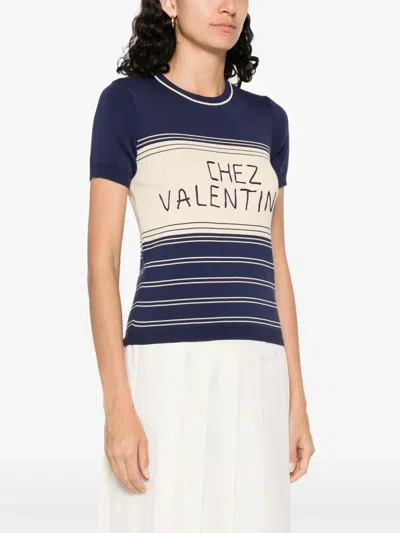 Valentino Maglione In Cotone Blu Navy  Donna In Blue