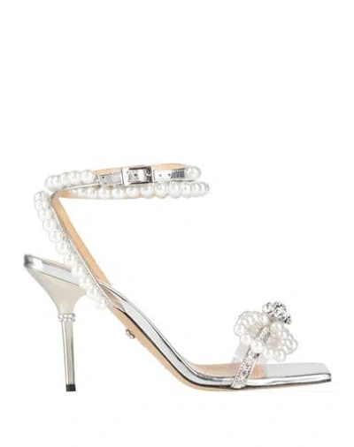 Mach&mach Double Bow Crystal-embellished Mirrored-leather And Pvc Sandals