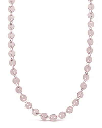 Sterling Forever Mini Round Disk Chain Necklace In Pink