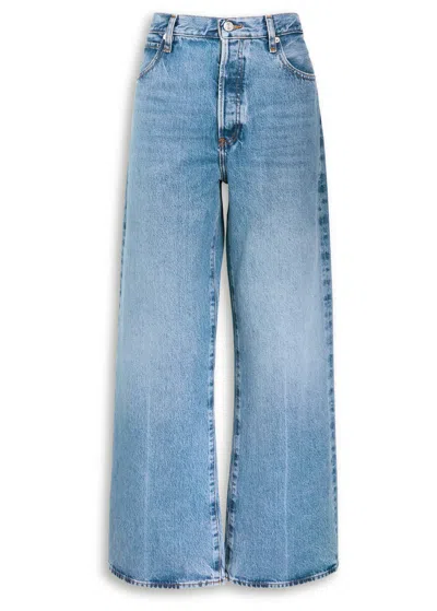 Frame Le Slim Palazzo Raw After Wide Leg Jean In Canals In Blue