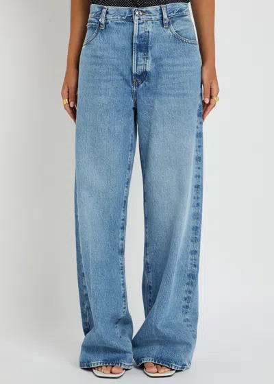 Frame Le Slim Palazzo Raw After Wide Leg Jean In Canals In Blue