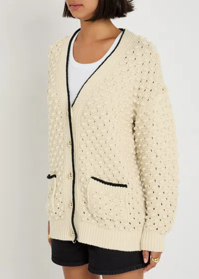 Frame Womens Cream The Bauble V-neck Cotton-knit Cardigan In White