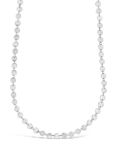 Sterling Forever Round Disk Long Chain Necklace
