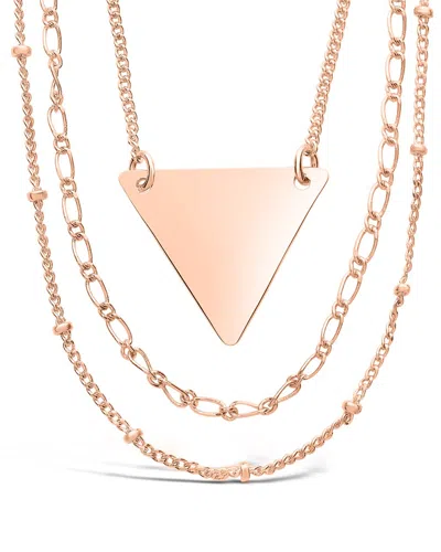 Sterling Forever Triple Chain Layered Triangle Necklace