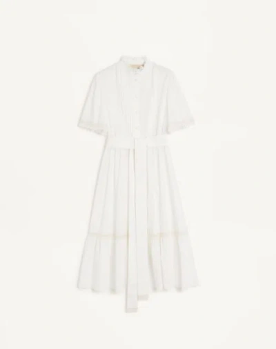 Valentino Cotton Belted Midi Dress In White