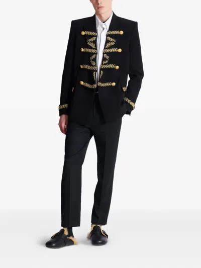 Balmain Embroidered Crepe Jacket In Black