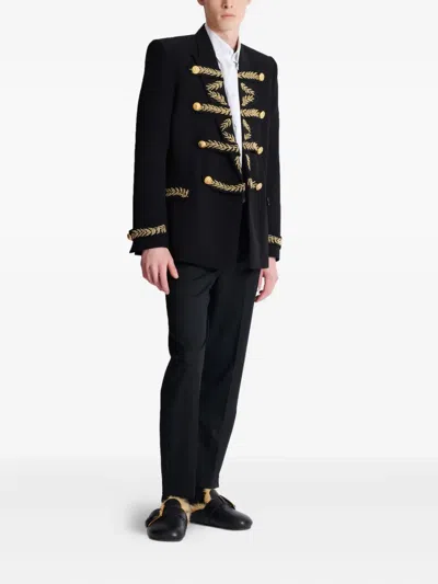 Balmain Embroidered Crepe Jacket In Black