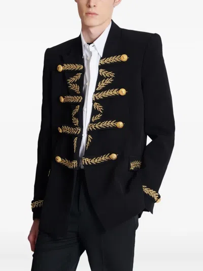 Balmain Embroidered Crepe Jacket In Black