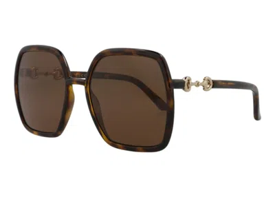 Pre-owned Gucci Women's  Square Rectangle Sunglasses002) In Havana/brown (gg0890s/30010368