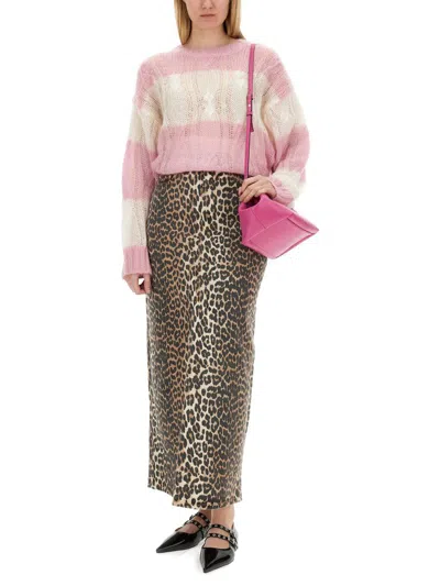 Ganni Leopard Print Long Skirt In Animal Print