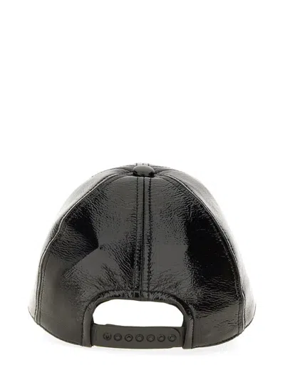 Courrèges Glossy Black Baseball Cap With Structured Silhouette In Black