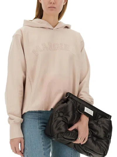 Maison Margiela Beige Embroidered Logo Sweatshirt