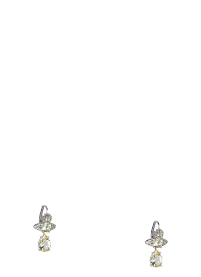 Vivienne Westwood Brass Teardrop Gemstone Drop Earrings In Metallic